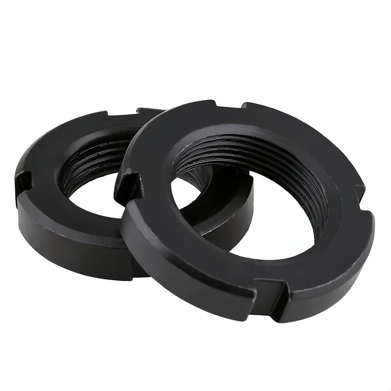 NACX M27 x 1.5mm Retaining Four-Slot Slotted Round Nuts, Carbon Steel, 6Pcs - Image 1